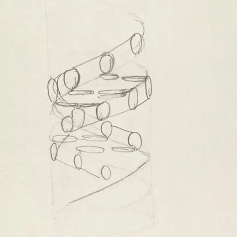 Wellcome Library Francis Crick's sketch of the double helix structure 