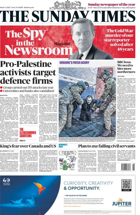 Sunday Times reads Headline: Pro-Filistini workers target defense firms