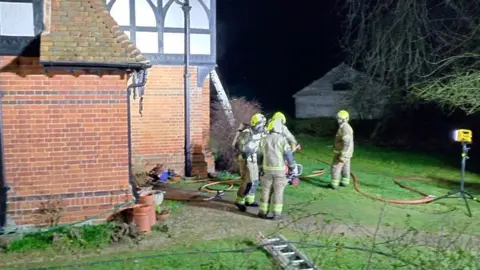 Essex County Fire and Rescue Service Fire damage at Langleys in Great Waltham, Essex