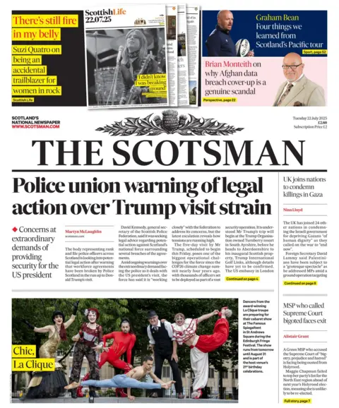 Scotland's papers: Trump visit concerns and ice hockey star's