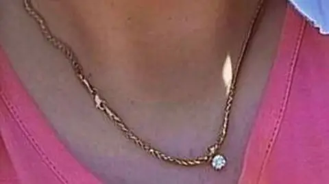Devon and Cornwall Police A picture of the stolen 9ct gold chain with a diamond pendant. 