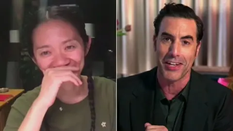 Chloé Zhao and Sacha Baron Cohen