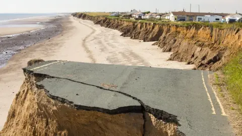 Getty Images Coastal erosion in Yorkshire