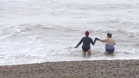 Two morning swimmers in the Channel