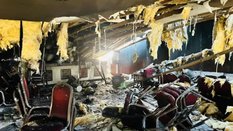 Brandon Fire Station A bar area that was damaged in the fire at the stadium 