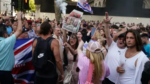 A crowd in central London at the protest