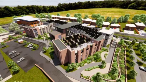 A computer generated image of a care home. 
