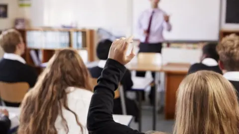 Getty Images Teacher and pupils in class