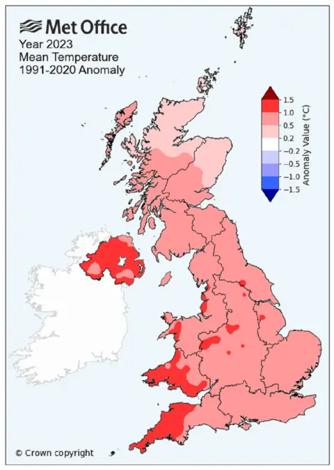 CROWN Met Office temperature map
