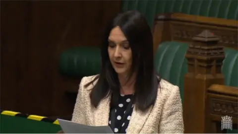 PA Media SNP MP Margaret Ferrier in the House of Commons on Monday during a debate on the coronavirus response