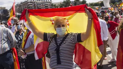 Getty Images A demonstrator holds a flag