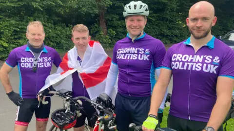 Piers Hopkirk/BBC Four cyclists smile at the camera