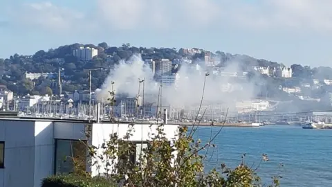 Smoke across Torquay Harbour