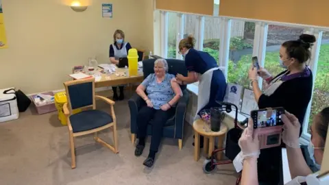 Shirley Smith getting vaccinated