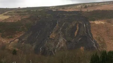 The landslip on the Llanwonno hillside in Tylorstown