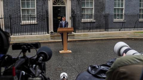 Rishi Sunak announces a general election outside 10 Downing Street