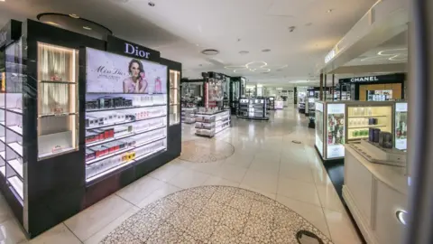 Getty Images An empty airport duty free area