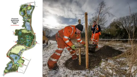 Leicester City Council Tree being planted for the Watermead Memorial Walk