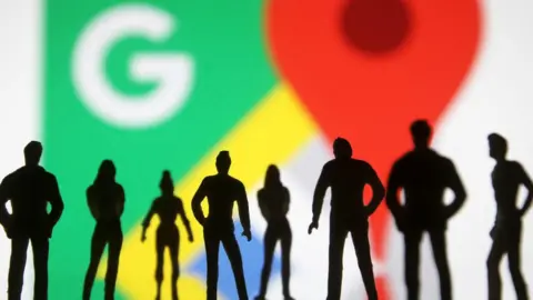 Getty Images Google Maps logo with silhouettes