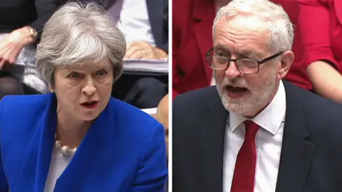 HoC Theresa May and Jeremy Corbyn