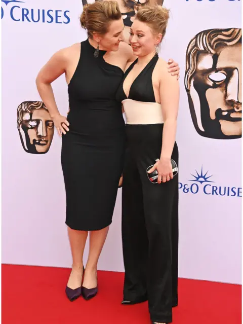 Getty Images Mia Threapleton and Kate Winslet attend the 2023 BAFTA Television Awards with P&O Cruises at The Royal Festival Hall on May 14, 2023 in London, England