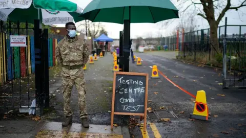 Getty Images Soldiers have helped out with a mass testing trial in Liverpool