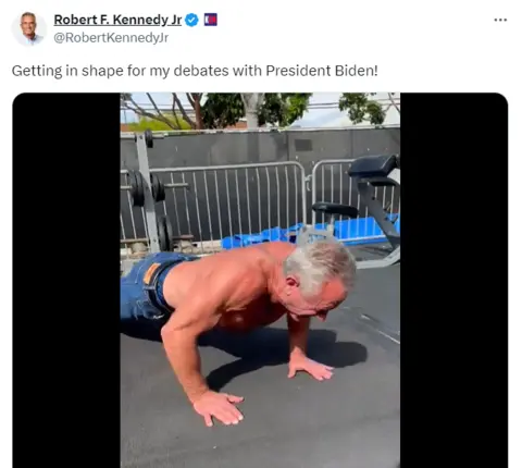 X Last year Mr Kennedy posted a video of himself shirtless and doing push-ups