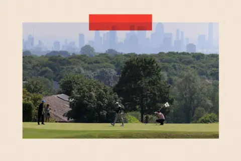 Getty Images A view of the course looking towards the City of London at West Essex Golf Club