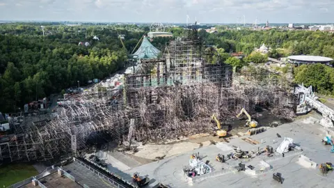 The Tomorrowland main stage after the fire which broke out on Wednesday evening