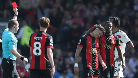 Evanilson given a red card against Manchester United 