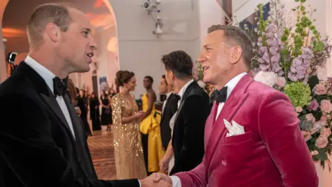 Getty Images The Duke of Cambridge with Daniel Craig at the premiere of No Time To Die in September