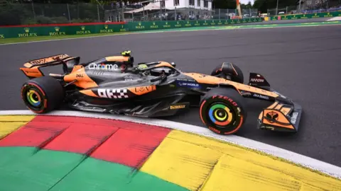 Lando Norris takes a corner