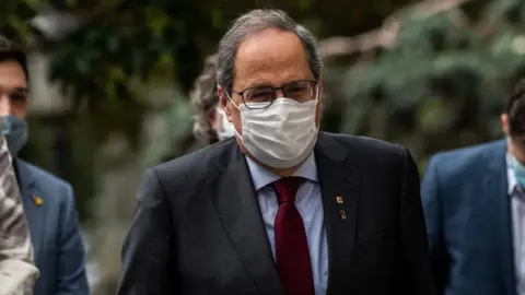 Getty Images Catalan regional president Quim Torra arrives at the Supreme Court