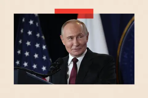 Getty Images Russian President Vladimir Putin delivers a statement during a press conference
