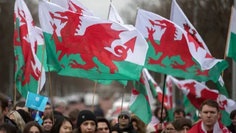 Getty Images Welsh flags