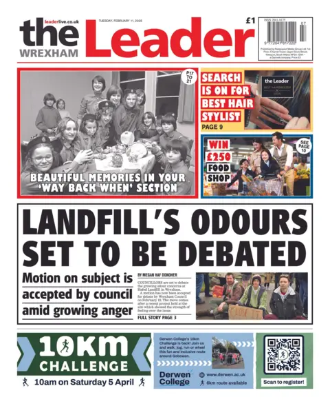 The Wrexham Leader The front page of the Wrexham Leader 