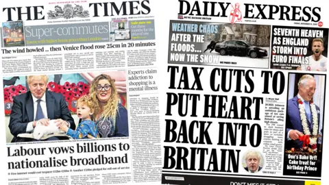 The Times and Daily Express front pages