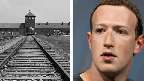 BBC Auschwitz train track and Mark Zuckerberg