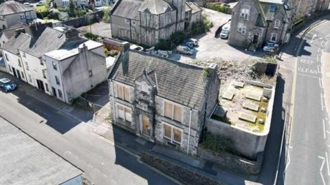 Aerial view of the former police station in Ulverston