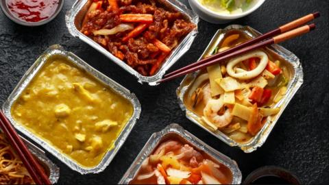 Takeaway food on a table