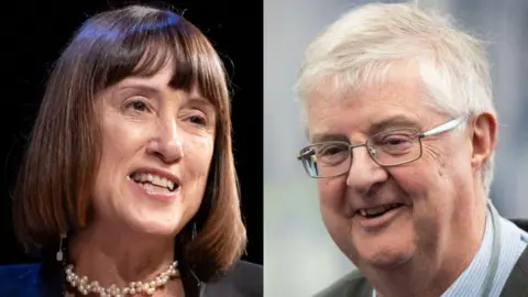 Getty Images Two pictures side-by-side of Jane Dodds and Mark Drakeford.