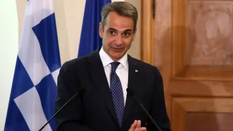 EPA Greek PM Kyriakos Mitsotakis reiterated that Greece is "absolutely safe" for tourists