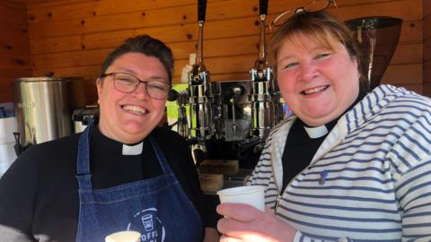 Vicars Becky Dyball and Diane Kutar at the Coffee Ark