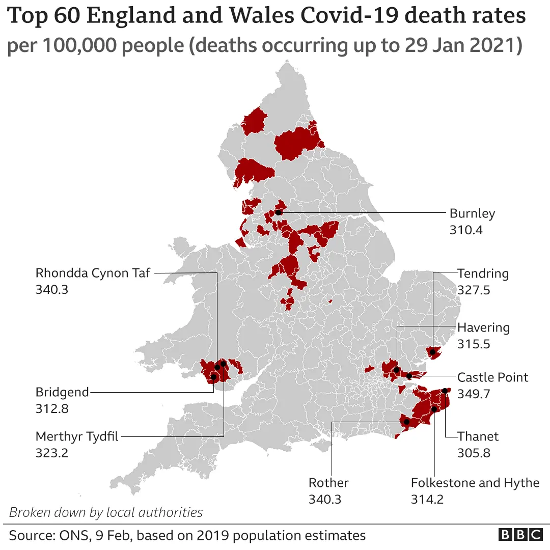 This shows the death rates across England and Wales