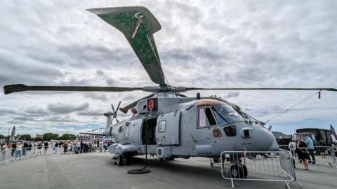 The Merlin Mk4 helicopter on display