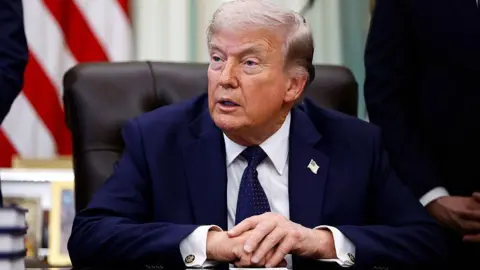 US President Donald Trump speaks to members of the media in the Oval Office of the White House in Washington, DC, US, on Thursday, April 23, 2026. 