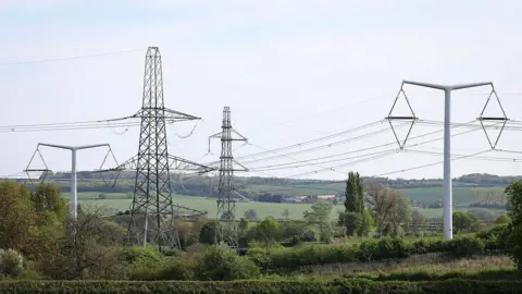 Power lines in countryside