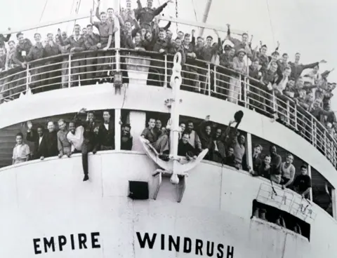 Getty Images Empire Windrush arrives at Tilbury Docks from Jamaica