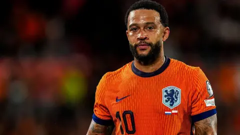 Memphis Depay playing for the Netherlands