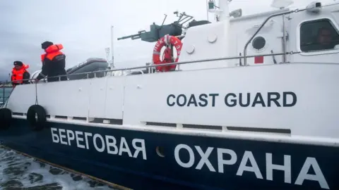 Getty Images A file picture of the Russian coast guards on an boat